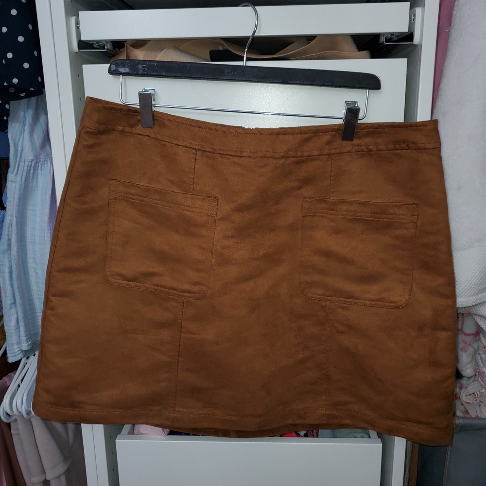 Old Navy Brown Suede-Look Mini Skirt with Front Pockets